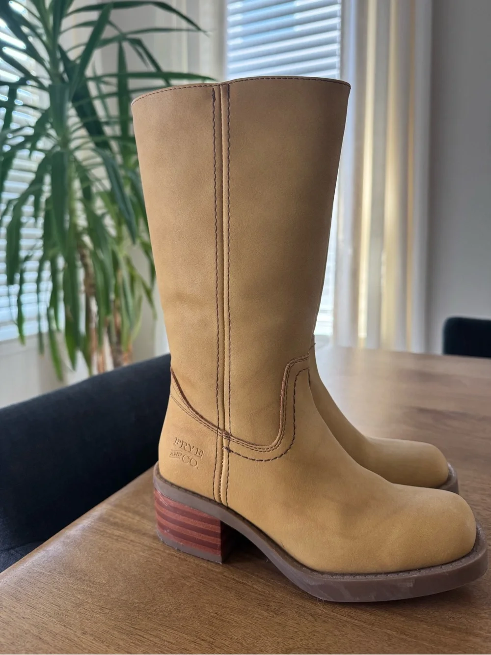 Girls Tall Tan Leather Boots